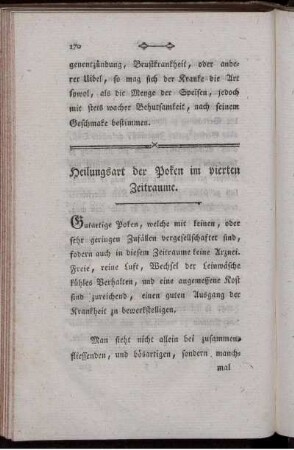 Heilungsart der Poken im vierten Zeitraume. - Verlauf der Einimpfung.