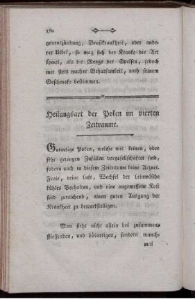 Heilungsart der Poken im vierten Zeitraume. - Verlauf der Einimpfung.
