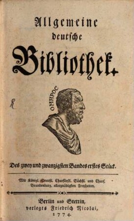 Allgemeine deutsche Bibliothek. 22, 22. 1774