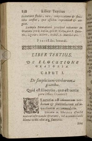 Liber Tertius. De Elocutione Oratoria