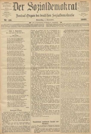 No 36. Donnerstag, 1. September. 1881.