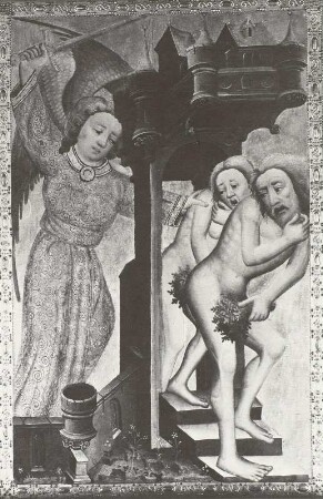 Grabower Altar, 1. Wandlung, rechter Außenflügel, innen, mittlere obere Tafel, Vertreibung aus dem Paradies