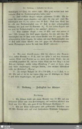 IX. Reibung - Festigkeit der Körper
