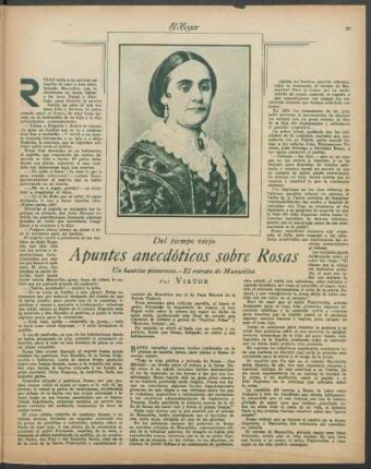 Apuntes anecdóticos sobre Rosas : Un bautizo pintoresco. - El retrato de Manuelita