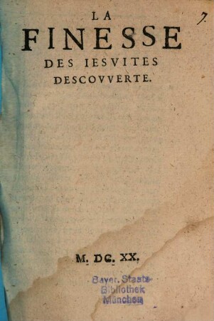 La Finesse des Jesuites descouverte