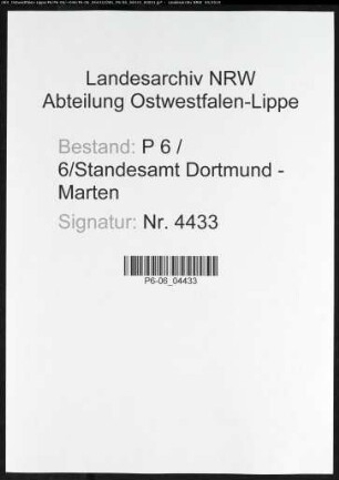 Sterberegister Standesamt Dortmund-Marten (VIII)
