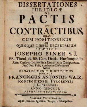 Dissertationes Juridicae De Pactis Et Contractibus