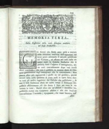 Memoria Terza. Della Possibilità della reale soluzione analitica del Caso Irrducibile.