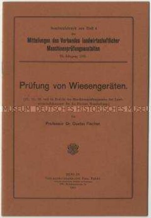 Bericht über die Prüfung von Wiesengeräten