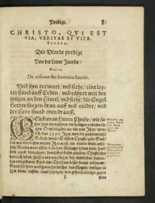 Christo, Qui Est Via, Veritas Et Vita, Sacrum. Die Vierde predigt Von der Leiter Jacobs ...
