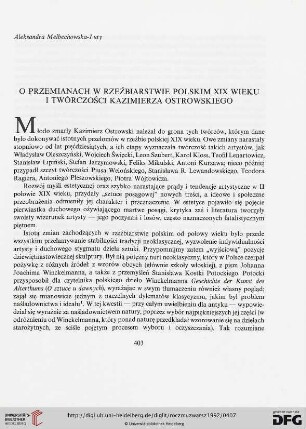 36: O przemianach w rzeźbiarstwie polskim XIX wieku i twórczości Kazimierza Ostrowskiego