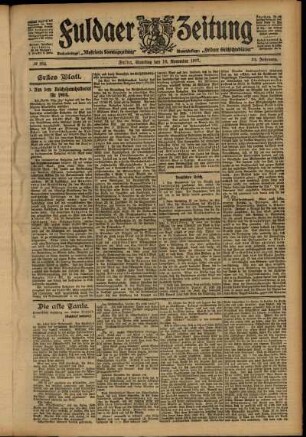 Erste Ausgabe vom Samstag, den 16. November 1907.