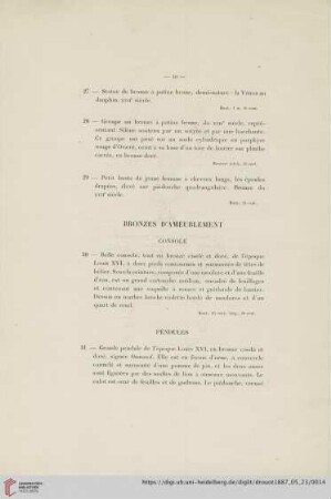 Bronzes d'Ameublement (Nr. 30 - 86)