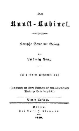 4: Das Kunst-Kabinet : komische Scene in Gesang