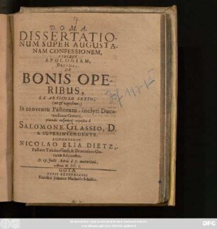 10: De Bonis Operibus : Ex Articulo Sexto (ut & vigesimo)