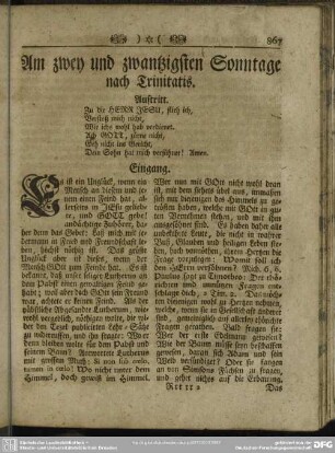 Am zwey und zwantzigsten Sonntage nach Trinitatis