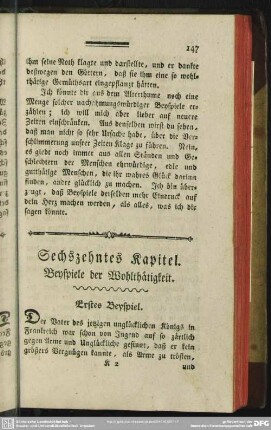 Sechszehntes Kapitel. Beyspiele der Wohlthätigkeit