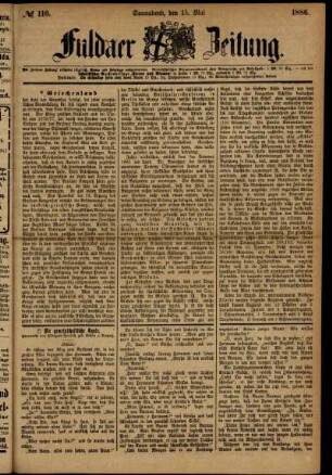 Ausgabe vom Samstag, den 15. Mai 1886.