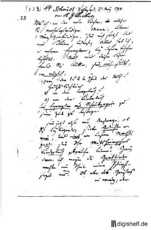 23: Brief von Klamer Eberhard Karl Schmidt an Rudolf Zacharias Becker : Becker, Rudolf Zacharias; Becker, W. G.;