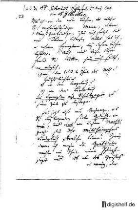 23: Brief von Klamer Eberhard Karl Schmidt an Rudolf Zacharias Becker : Becker, Rudolf Zacharias; Becker, W. G.;