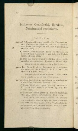 Scriptores Genealogici, Heraldici, Numismatici recentiores