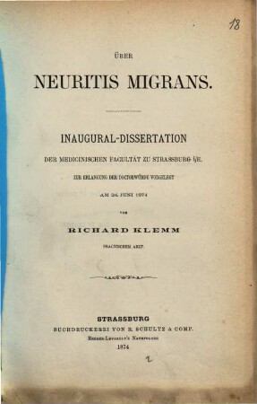 Über Neutritis migrans : (Inaugural-Dissertation.)