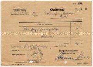 Quittung über die Entrichtung der Meisterprüfungsgebühr - Personenkonvolut