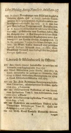 Literarii & Bibliothecarii in Octavo