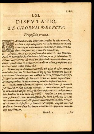 LXI. Disputatio, De Ciborum Delectu.