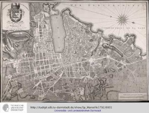 Plan Routier De la Ville et Faubourg de Marseille. Levé par Campen. Gravé par Denis Laurent. Marseille [1792]