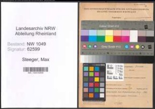 Entnazifizierung Max Steeger , geb. 18.07.1908 (Kaufmaennischer Angestellter)