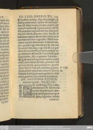 De Legitima Patronorum tutela. Tit. XVIII.