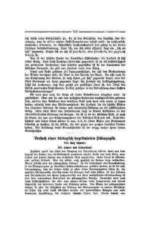 Versuch einer biologisch begründeten Pädagogik : III.