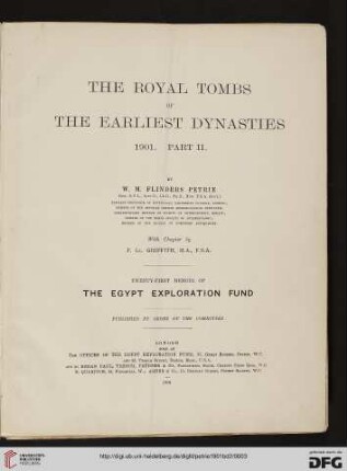 Part II: The royal tombs of the first dynasty: 1901