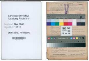 Entnazifizierung Hildegard Stossberg , geb. 21.06.1917 (Kindergaertnerin)