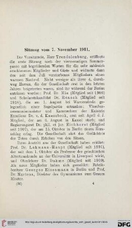 Sitzung vom 7. November 1911