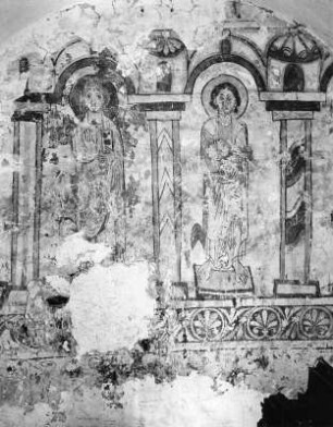 Apostelgruppe : Apostelgruppe. Fresko (1001/1100). Maria Wörth, Winterkirche, Chor-Ostwand