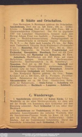 B. Städte und Ortschaften.