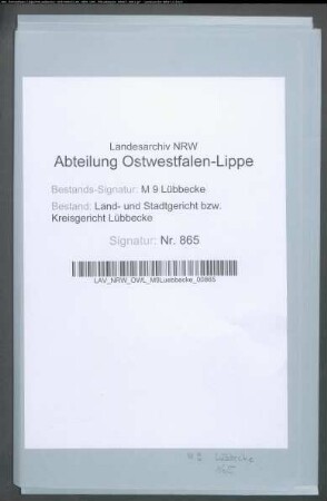Erblasser: Lübbe, Johann Franz Heinrich: