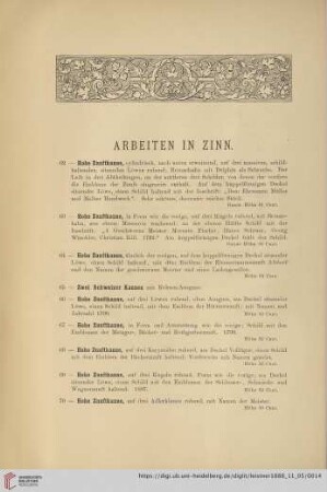 Arbeiten in Zinn (Nr. 62 - 112)
