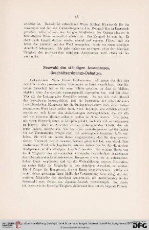 Neuwahl des ständigen Auschusses. Geschäftsordnungsdebatten