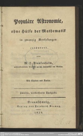 Populäre Astronomie : ohne Hülfe der Mathematik ... erläutert