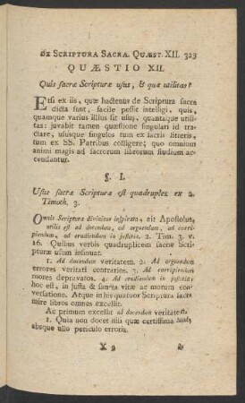 Quaestio XII. Quis sacrae Scripturae usus, & quae utilitas?