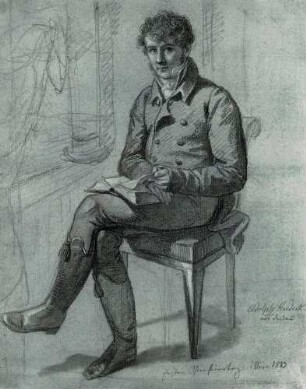 Bildnis des Malers und Radierers Adolf von Heideck, auf einem Stuhl sitzend