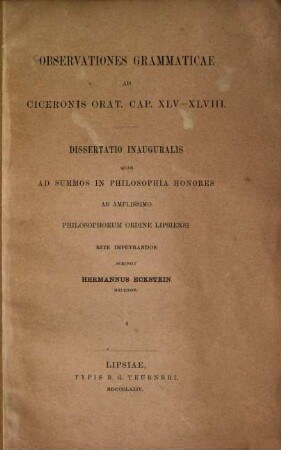 Observationes grammaticae ad Ciceronis orat. cap. XLV-XLVIII