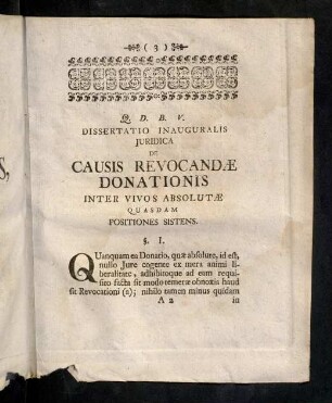 3-15, Dissertatio Inauguralis Juridica de Causis Revocandae Donationis