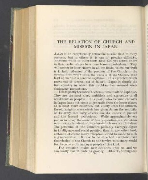 The relation of church and mission in Japan