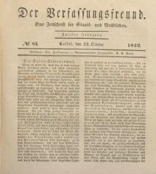 № 85. Cassel, den 24. October 1832.
