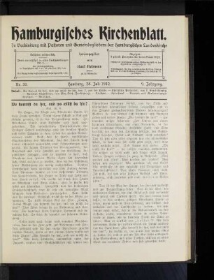 Nr. 30. Hamburg, 28. Juli 1912. 9. Jahrgang.