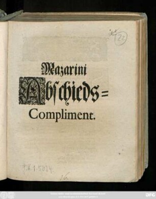 Mazarini Abschieds-Compliment